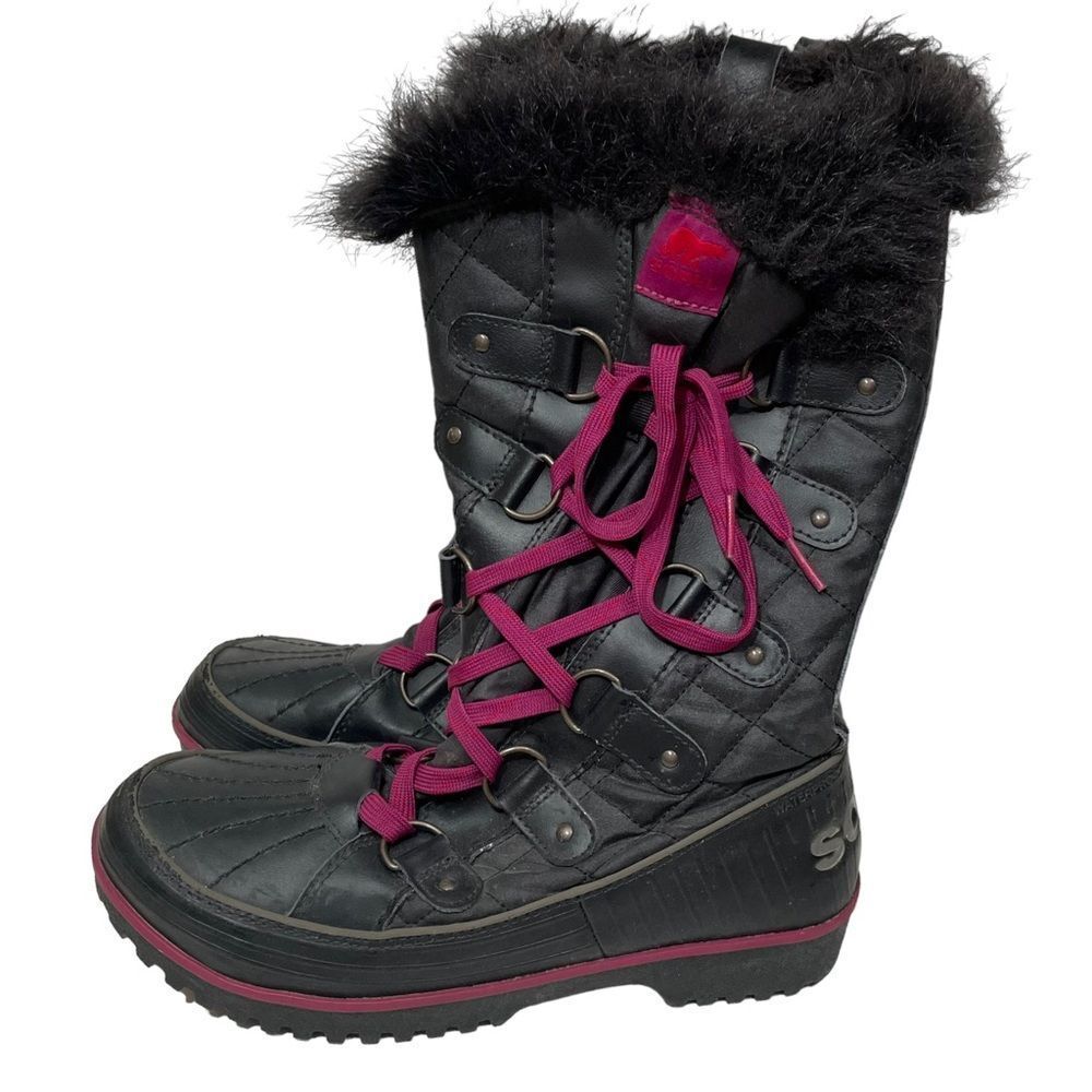 Sorel Tivoli Black Fur Lined Tall Winter Boots